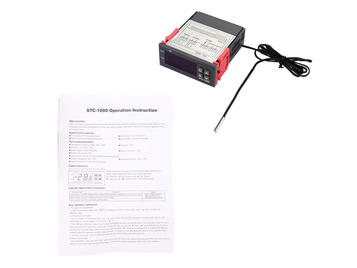 Controlador Digital De Temperatura Stc-1000 Para Incubadora Acuática Con Pantalla Led Y Microprocesador.