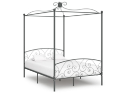 Estructura Cama Con Dosel Sin Colchón Metal Gris 120x200 Cm