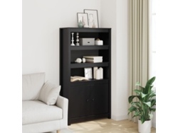 Aparador Alto Madera Maciza De Pino Negro 80x35x154 Cm