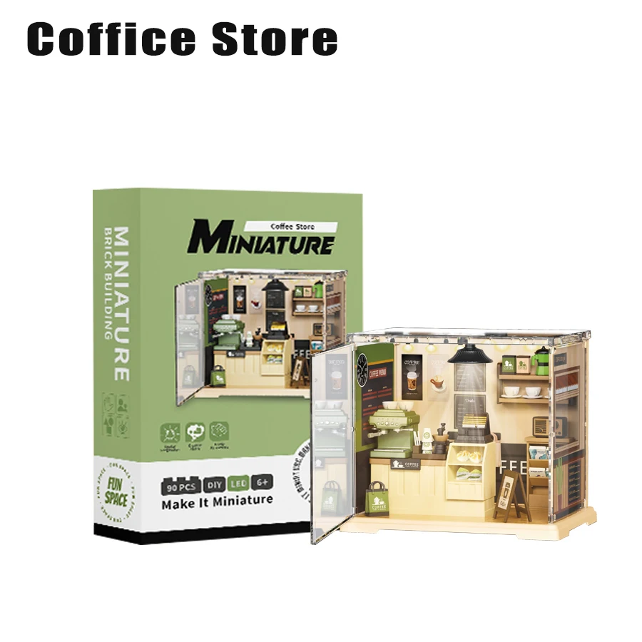 Kit de montaje de casa miniatura 3D, con hermosos muebles y decoraciones. MDUG (cafetería)