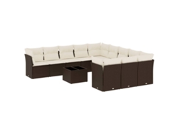 Maison Exclusive - Set De Sofás De Jardín Y Cojines 12 Pzas Ratán Sintético Marrón