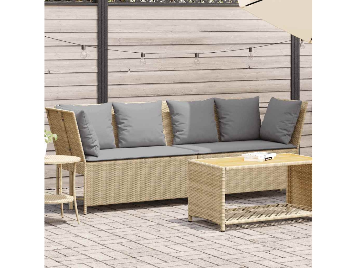 Sofá De Jardín | Sofá De Exterior Con Cojines Ratán Sintético Beige Wsd692172