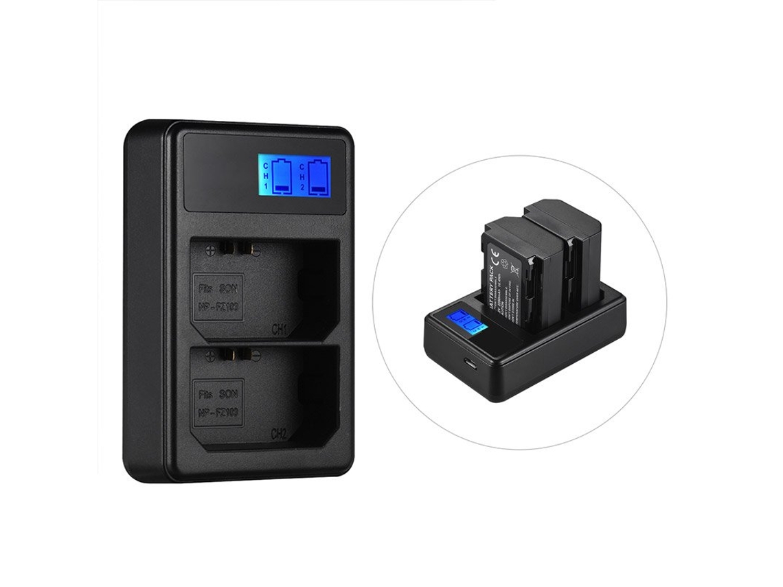 Cargador de batería para cámara de doble canal con entrada USB para batería Sony Np-Fz100 para Sony A9 A7Riii A7Iii Np-Fz100 SIURN