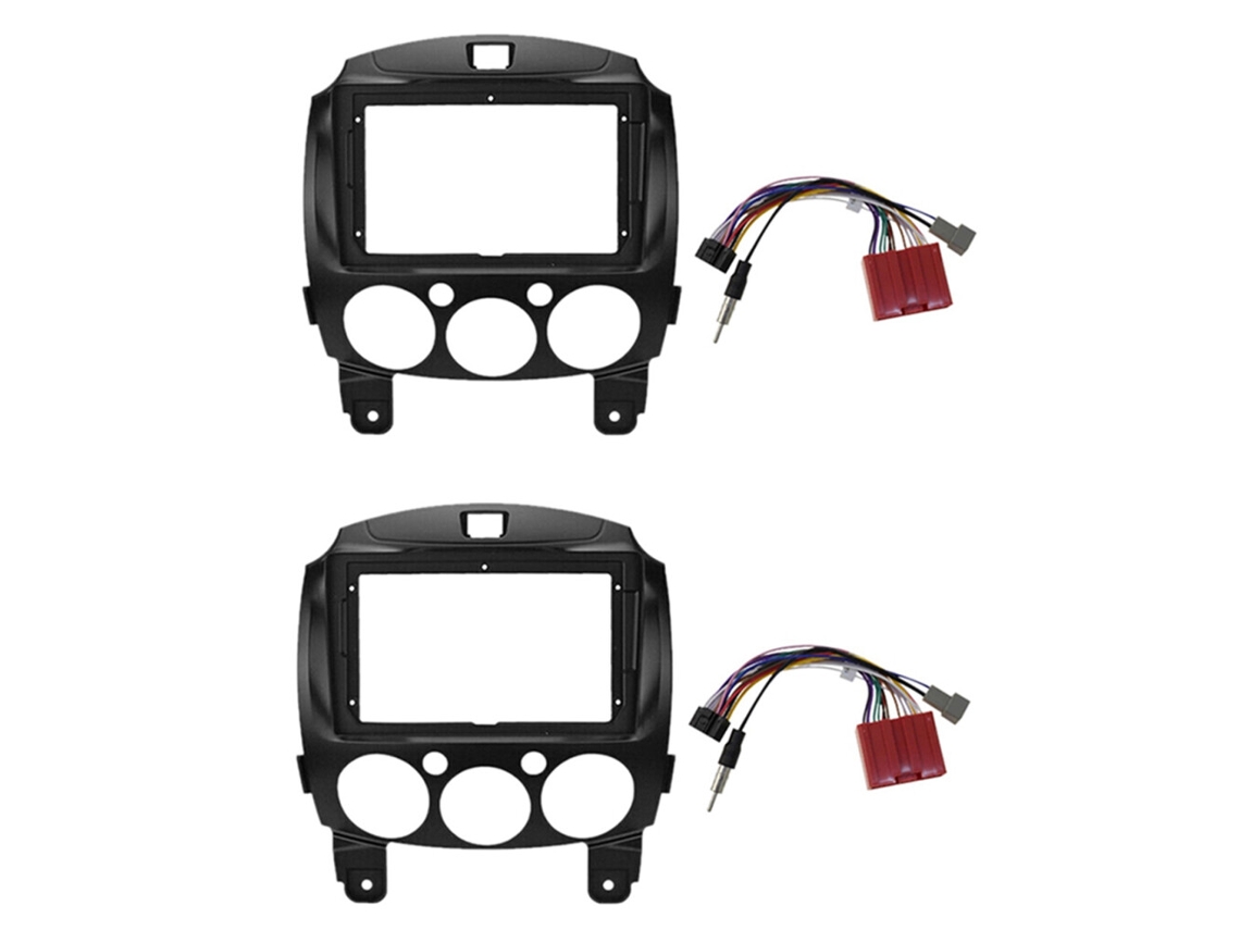 2 Marcos Para Salpicadero De Coche De 9 Pulgadas Y 2 Din Con Panel De Navegación Dvd, Panel De Radio Y Audio, Con Arnés Para 2 Demio 2007-2014