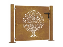 Maison Exclusive - Puerta De Jardín 100x75 Cm De Acero Corten Con Diseño De Árbol