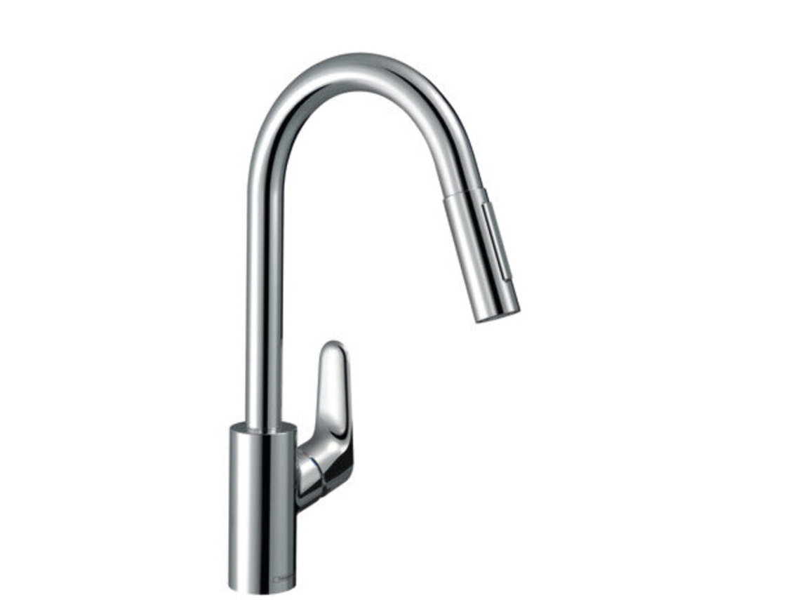 HANSGROHE Focus M41 monomando de cocina 240, ducha extraíble, 2 chorros, Color: Acabado en acero inoxidable
