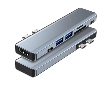 Usb C Hub 7 en 2 para Macbook Air Pro M1 Paquete de 2 adaptadores USB C con HDMI 4K Usb 3.0 Sd/Tf lector de tarjetas plateado