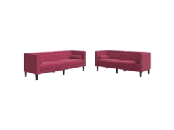Maison Exclusive - Set Sofás Chesterfield Con Cojines 2 Pzas Terciopelo Rojo Tinto