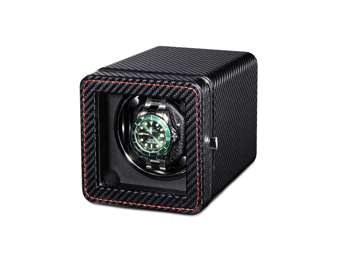 Watch Winder Silent Automatic Watch Winder 4 Modos De Rotación Luz Led Incorporada Fibra De Carbono Negra Veanxin