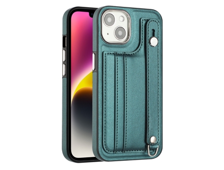 Funda Mobile Phone Cases Shockproof With Wrist para iPhone 13 Piel Marrón
