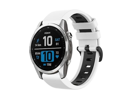 Correa Para Garmin Fenix 7S 22mm Correa De Reloj Deportivo De Silicona Bicolor Blanco-Negro VENISYMLIS