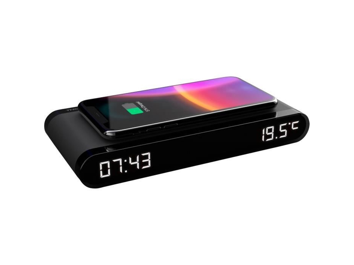 THOMSON Estación de carga Despertador Negro 15W Temperatura de inducción Puerto USB-C Fuente de alimentación. 230V