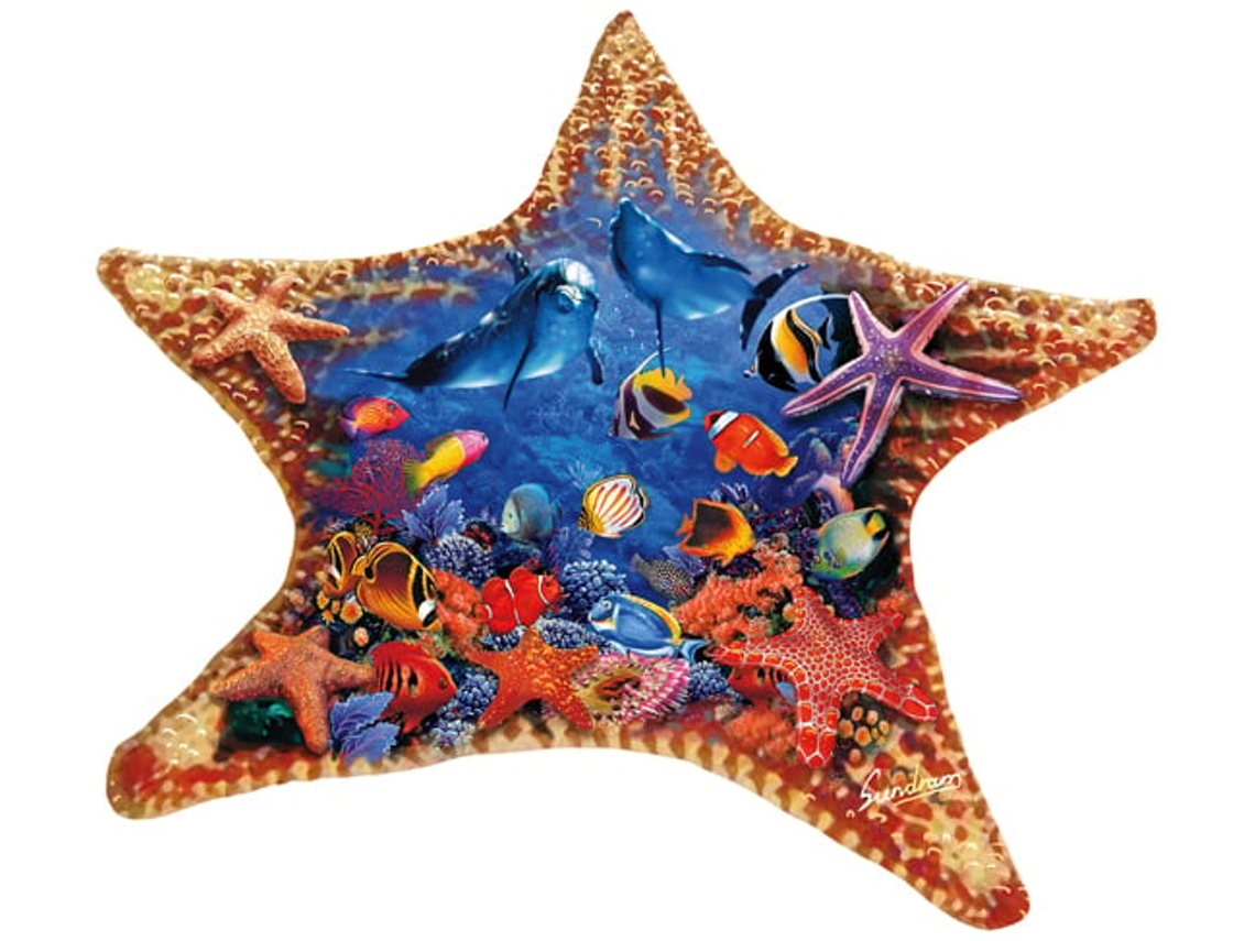 Rompecabezas de animales de Steve Sundram, diseño de estrella de mar, 600 piezas, cartón