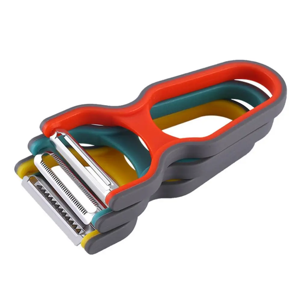 Juego De Pelador Multifuncional De Tres Piezas De Acero Inoxidable, Cortador De Frutas Y Verduras.