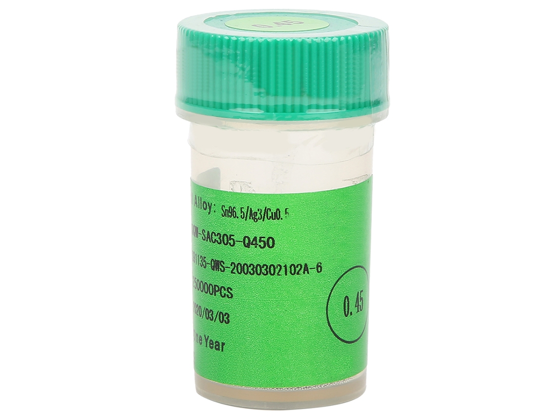 Bolas De Soldadura Sin Plomo De 0,45 Mm De Estaño Para Accesorios De Reballing De Placas Pcb 25w