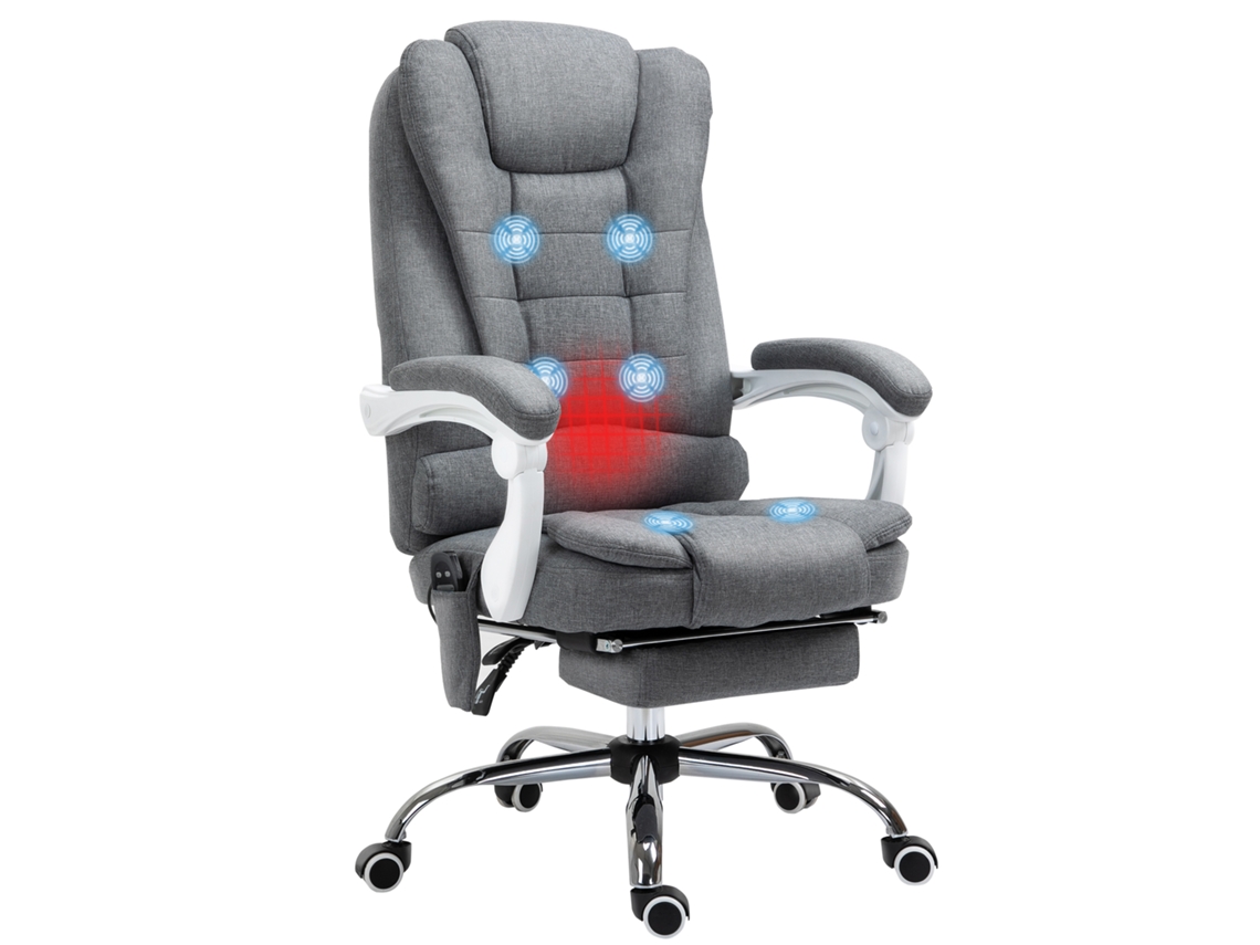Silla De Oficina Gris Con Función De Masaje Y Calefacción.