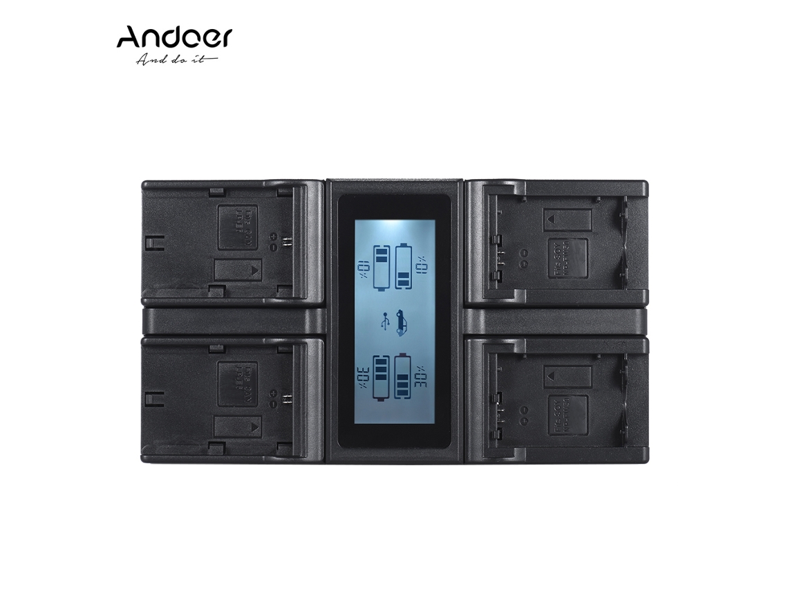 Cargador De Baterías De 4 Canales Para Np-fw50 Npfw50 Lp-e6 Lp-e6n Con Pantalla Lcd