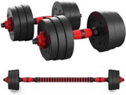 Juego Dumbbell FITNESS TECH 2 en 1 con Barbela Ajustable (15kg)
