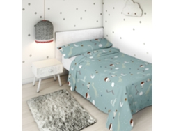Sábana Encimera Con Funda De Almohada Cama 105 Algodón Extra Suave Fabricado En España Jurasic Green HACIENDO EL INDIO