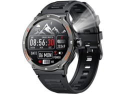 Reloj inteligente para hombre, redondo, pantalla táctil de 1,53", resistente al agua hasta 3 ATM, linterna LED, Bluetooth, control de llamadas, frecuencia cardíaca, presión arterial, Yunzii