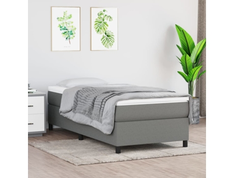 vidaXL Cama con somier y colchón 90x190 cm tela gris oscuro