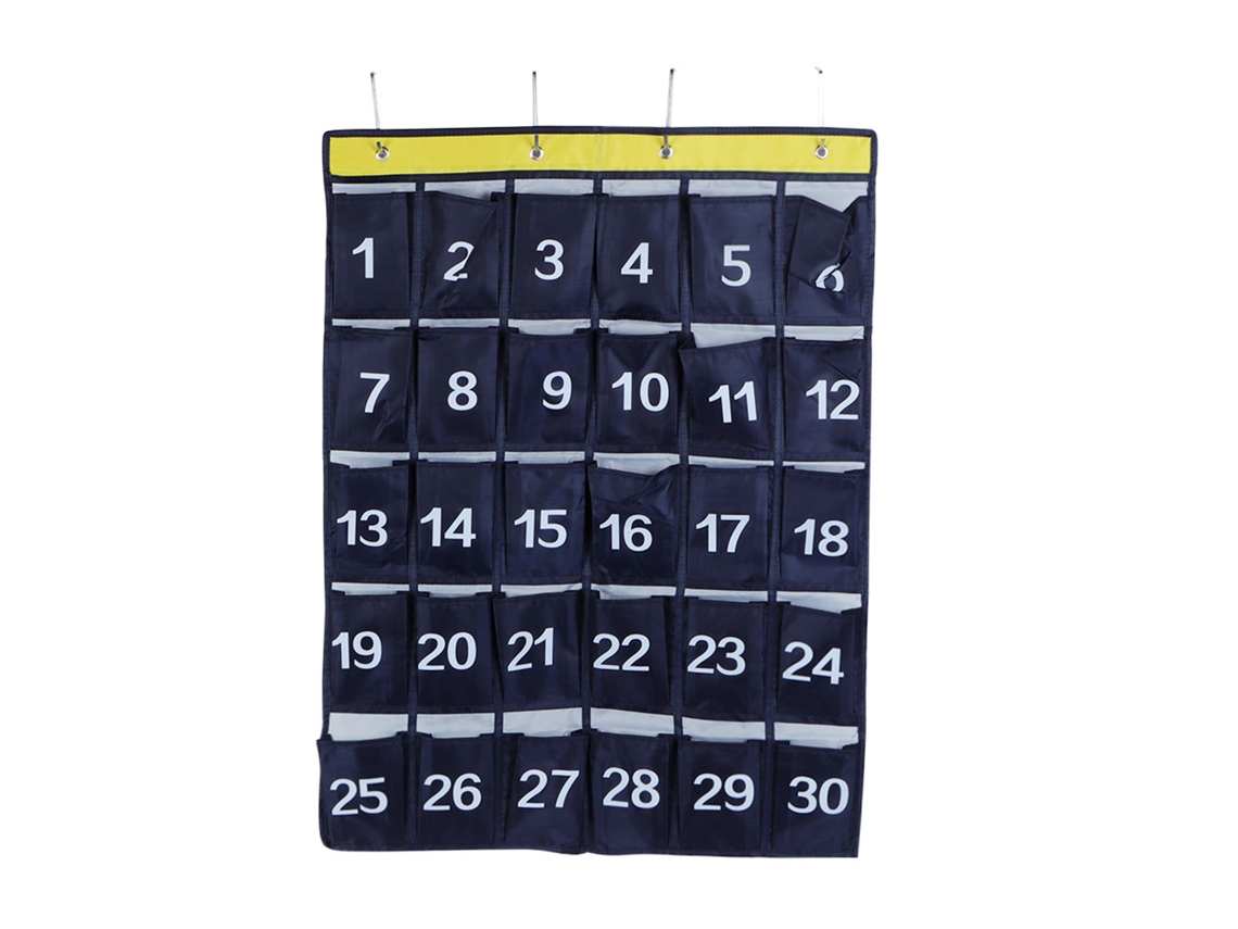 Bolsa De Almacenamiento Colgante Con 30 Bolsillos Numerados, Organizador De Pared Azul Marino Para Teléfono Móvil.