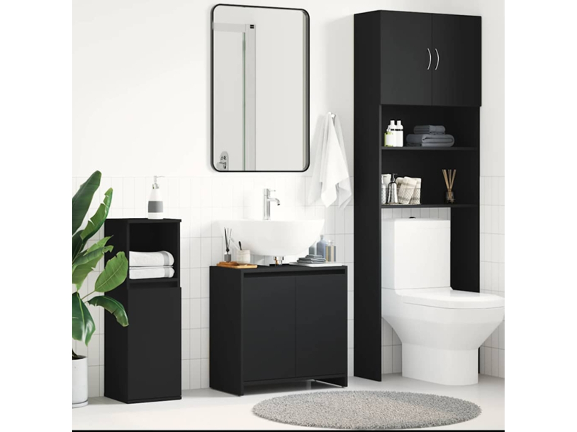 Mueble de baño Vidaxl negro 60x33x61 cm madera de ingeniería Jortmrd