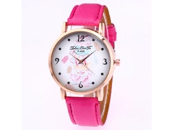 Reloj De Pulsera De Cuarzo Sencillo Y Elegante, De Estilo Casual, Con Correa De Piel Sintética Rosa Y Roja.