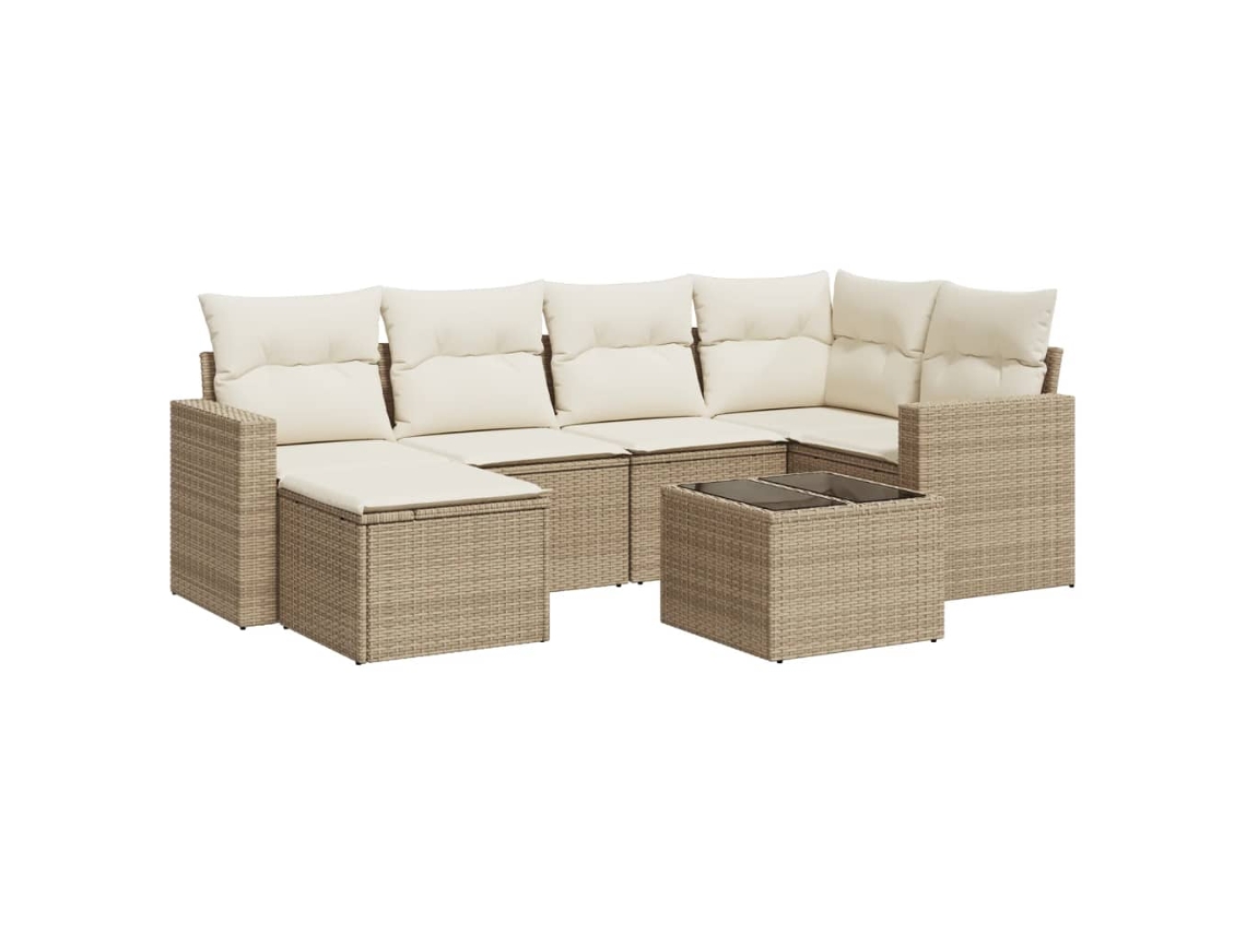 Maison Exclusive - Set Sofás De Jardín 7 Piezas Y Cojines Ratán Sintético Beige