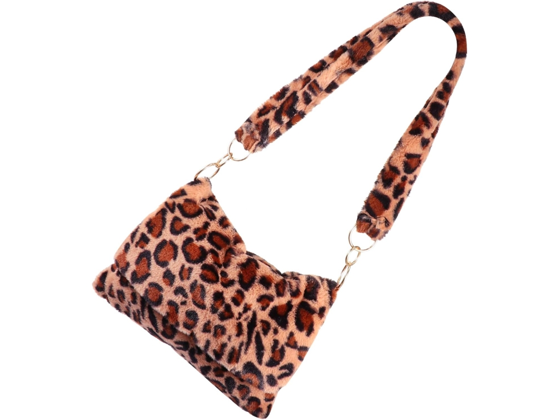 1 Bolso De Mano De Felpa Con Estampado De Leopardo Para Mujer, Bolso De Hombro, Elegante Y Práctico Para El Invierno.