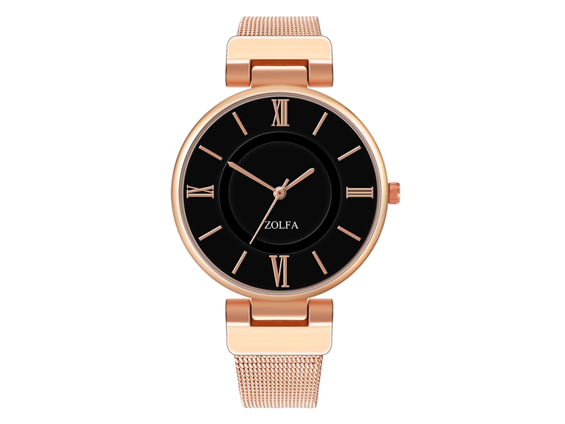 Reloj De Pulsera Analógico De Cuarzo Para Mujer Con Brazalete De Acero, Elegante Estilo Oro Rosa.
