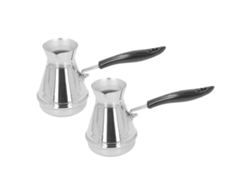 Cafetera turca de acero inoxidable de 2 piezas para estufa con mango largo para derretir mantequilla o leche, 650 ml.