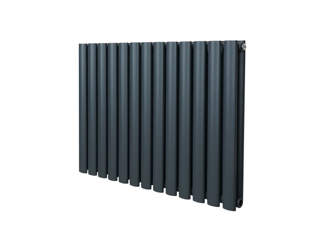 Radiador de columna ovalado de 600x780 mm en acero al carbono antracita con alta emisión de calor y acabado de triple capa.