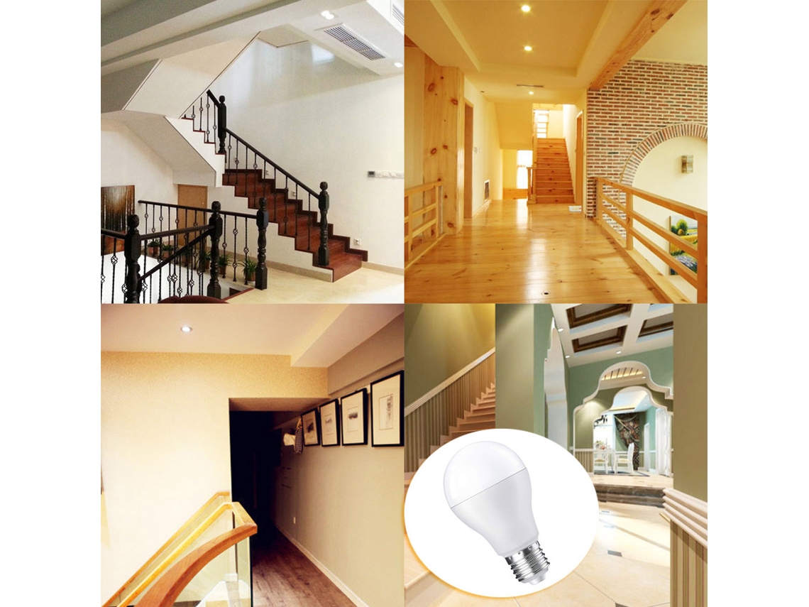 2026-2pcs Bombilla Led E27 Con Sensor De Movimiento 7w Luz Inteligente Ahorro Energía Para Escaleras Jardín Balcón Garage Pasillo Bodega Clase A+ Blanca