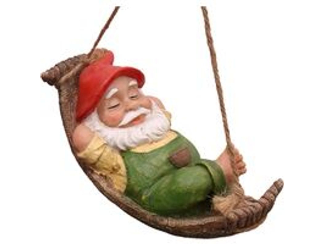 Estatua De Jardín Para Exteriores, Gnomo Tumbado Con Hamaca, Triunfo, Adorno De Resina Impermeable Para La Decoración De Jardines Y Césped.