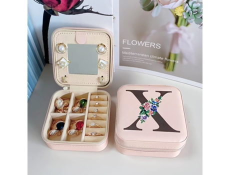 Caja de almacenamiento de joyas con espejo, joyero de madera de doble capa, caja de almacenamiento de pendientes HHZ