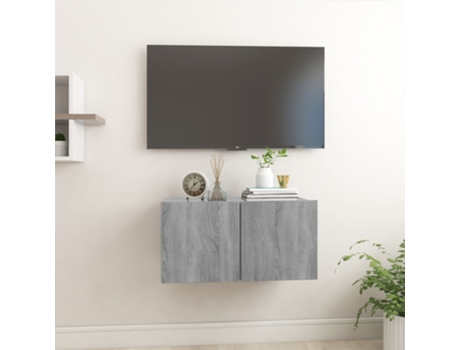 MAISON EXCLUSIVE Mueble TV colgante madera contrachapada gris Sonoma 60x30x30 cm