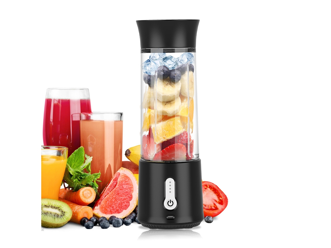 Liquidificador, Juicer Portátil, 500ml, Recarregável Via Usb, Para Smoothies E Sucos (preto) Spqment