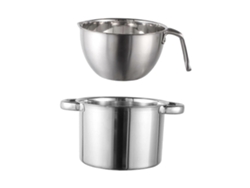 Cacerola de acero inoxidable con asa para derretir chocolate, ideal para baño maría y para hacer galletas de mantequilla.