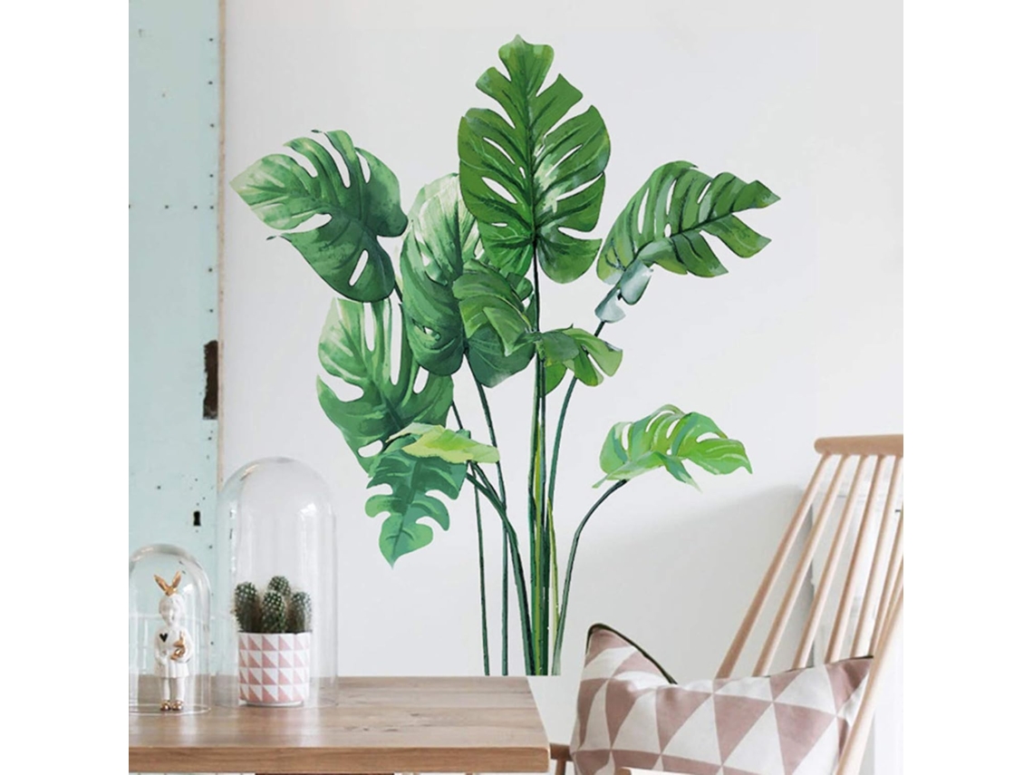 VVJIJILLY Paraíso Tropical, Boho Aquarela Folhas De Monstera, Arte De Parede Para Decoração, Plantas Tropicais Com Folhas Vivas, Descasque E Cole Para Aplicação