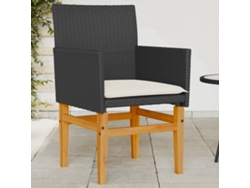 Sillas de jardín DKD Home Decor de 2 piezas con cojines, mimbre negro y madera