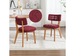 Silla De Comedor 2 Unidades - Estilo Moderno Mid-century, Patas De Madera, Asiento Tapizado - Rojo Vino