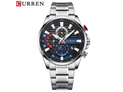 Reloj de negocios MDUG de acero inoxidable, calendario, seis agujas, multifuncional (plateado y azul)