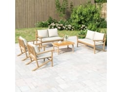 Conjunto Lounge Jardim Bamboo 5 Pcs C/ Almofadões Branco Nata Dkd Home Decor