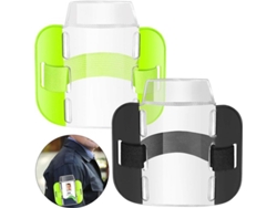 2026rebe-2pcs Porta Insignias Brazo Ajustable Con Correa Para Personal De Seguridad Emergencia Dwe Verde Negro