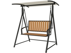 Columpio Jardín 2 Plazas Toldo Ajustable 142x112x162cm Negro