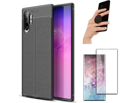 Carcasa, Protector y Popsocket Samsung Note 10 Plus Rugged Leather Negro