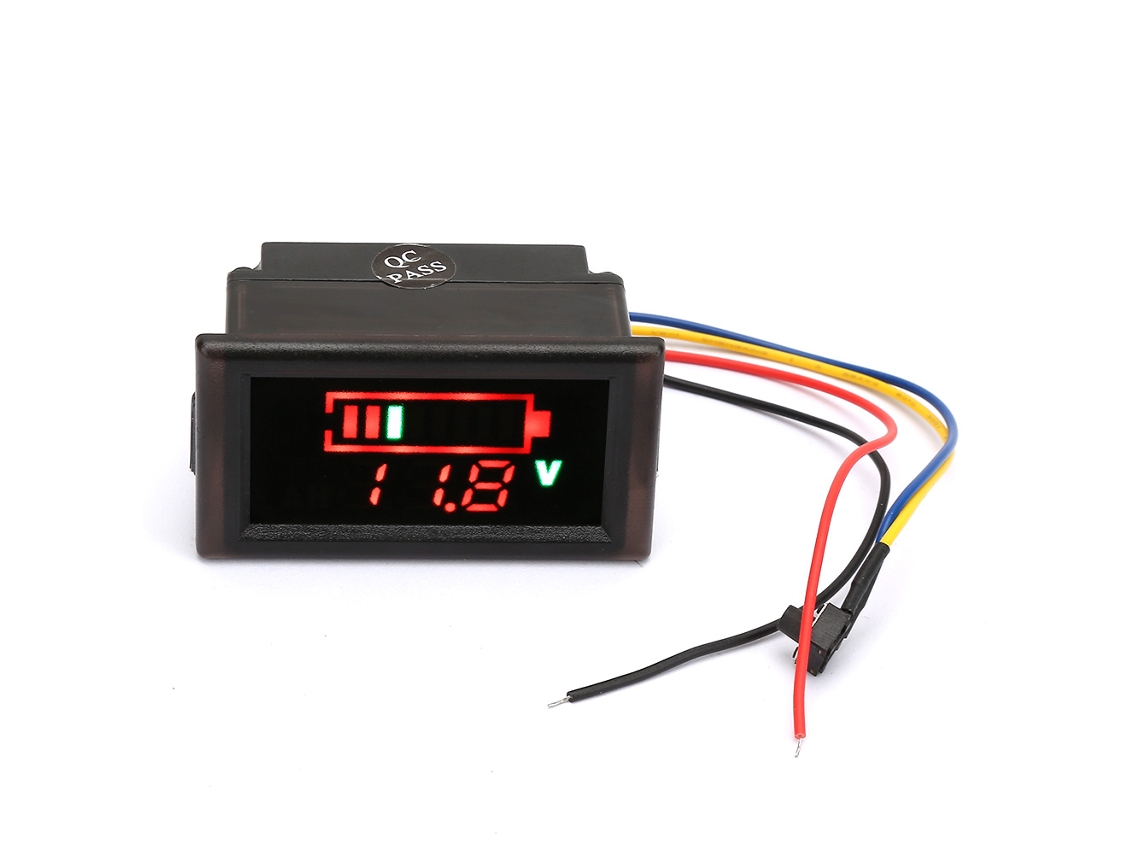 Indicador Digital De Batería Con Pantalla Led Para Coche Eléctrico - Medidor De Voltaje Impermeable Yb28ve W