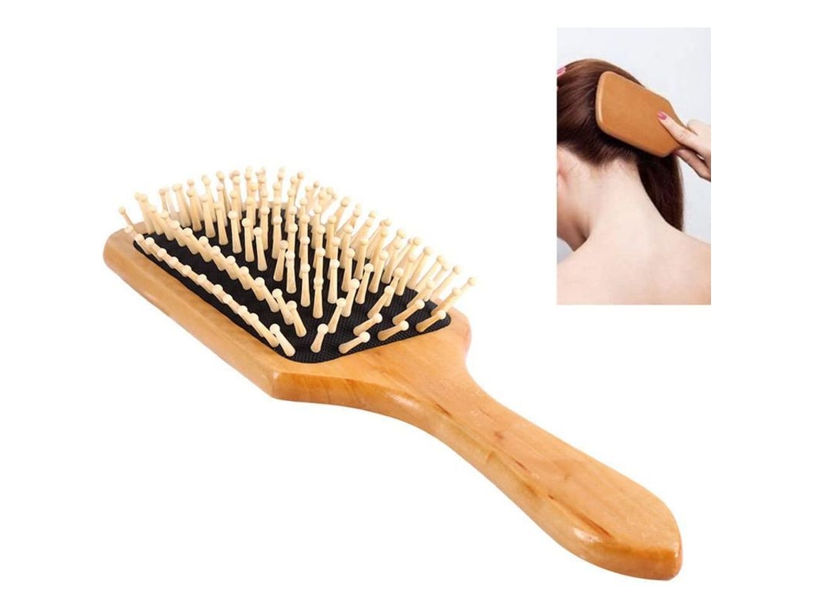 Cepillo De Madera Con Cerdas De Jabalí, Masajea El Cuero Cabelludo, Reduce Los Enredos Y La Rotura Del Cabello, Ecológico Para Mujeres, Hombres Y Niños.