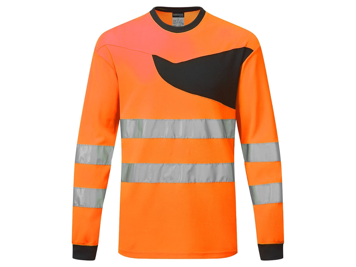 Camiseta de manga larga de alta visibilidad Portwest Pw2 / Naranja y negro / M